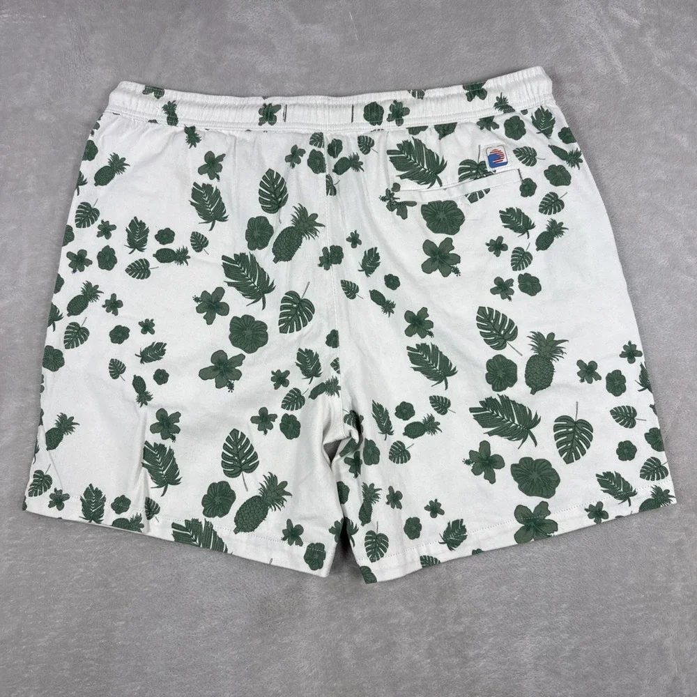 Laguna Shorts Men Size 36 White Green Leaf Print Cotton Stretch Casual Beachwear - Picture 2 of 8